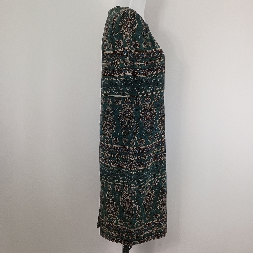 Vintage 90s Liz Claiborne Women's Hunter Green Silk Midi Dress size 4 Classic - Picture 6 of 11
